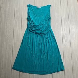 Peter Nygard Women's Teal Crush Draped A-Line Dress Size Medium Petite